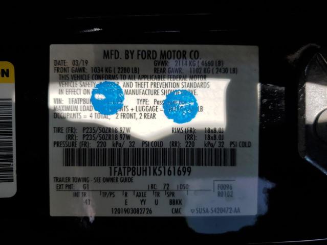 2019 Ford Mustang VIN: 1FATP8UH1K5161699 Lot: 57287644