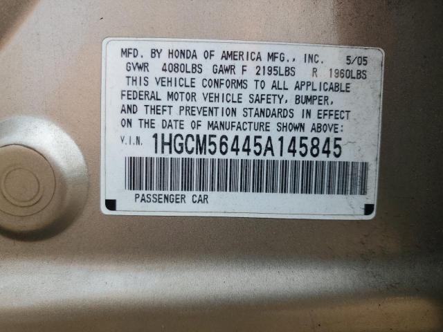 2005 Honda Accord Lx VIN: 1HGCM56445A145845 Lot: 59704794