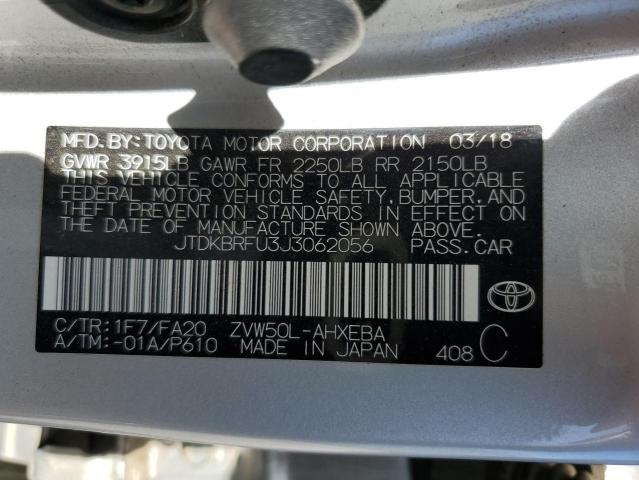 2018 Toyota Prius VIN: JTDKBRFU3J3062056 Lot: 58343864