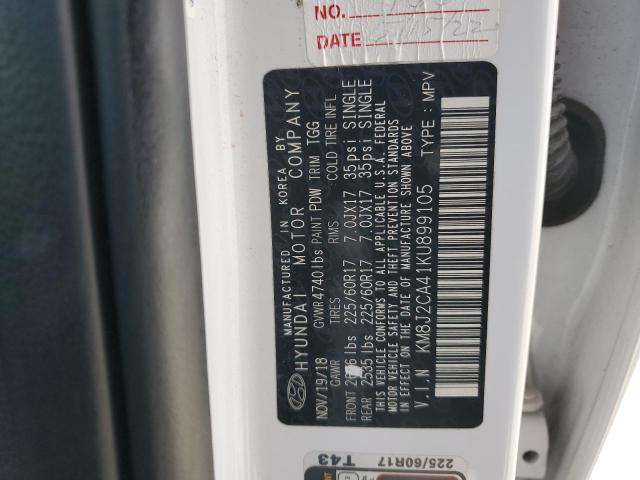 2019 Hyundai Tucson Se VIN: KM8J2CA41KU899105 Lot: 58307574