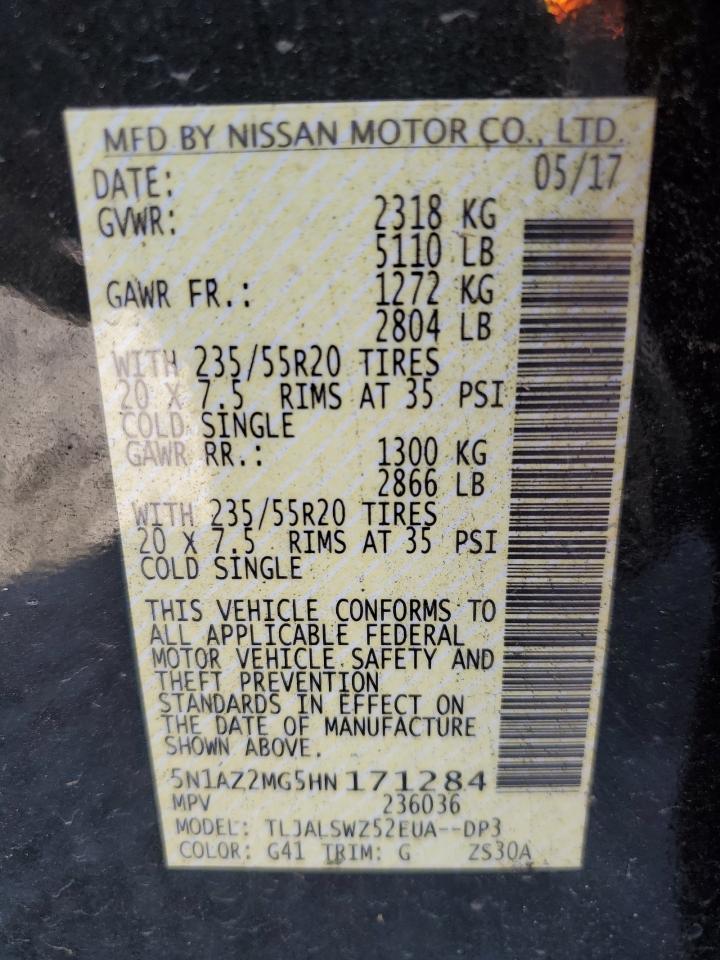 5N1AZ2MG5HN171284 2017 Nissan Murano S