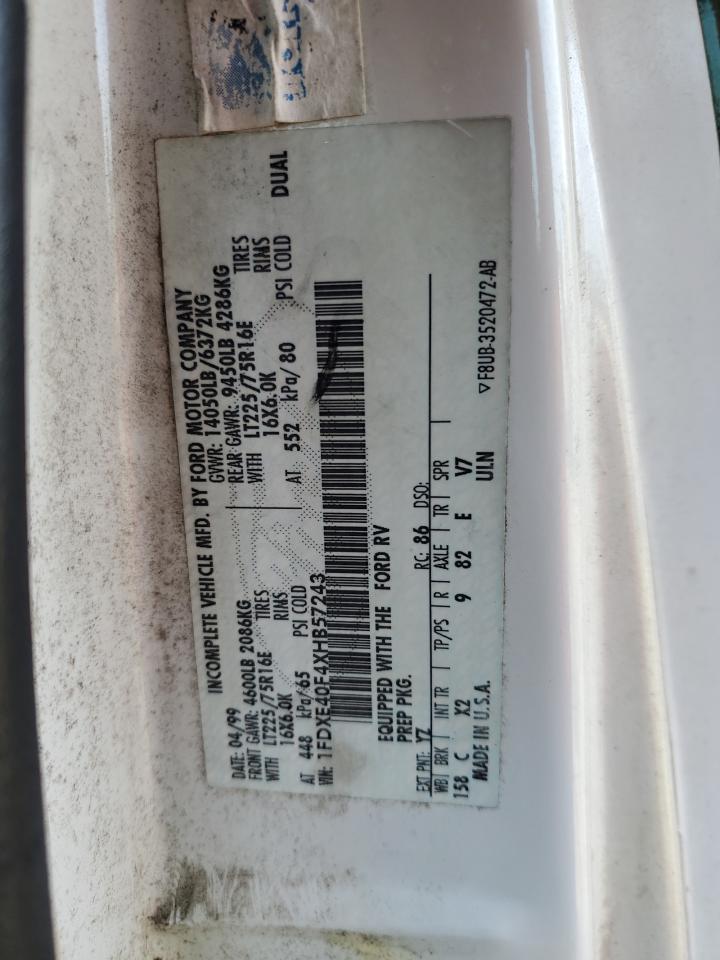 1FDXE40F4XHB57243 1999 Ford Econoline E450 Super Duty Cutaway Van Rv