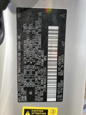 2012 Lexus Rx 350 VIN: 2T2BK1BA6CC133947 Lot: 57867944