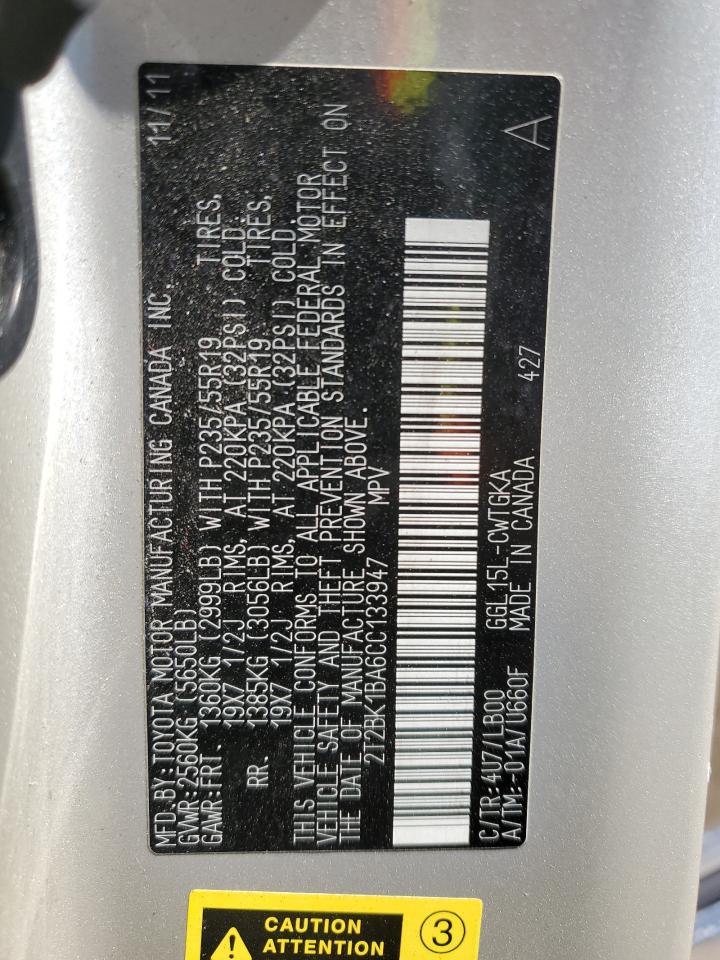 2T2BK1BA6CC133947 2012 Lexus Rx 350