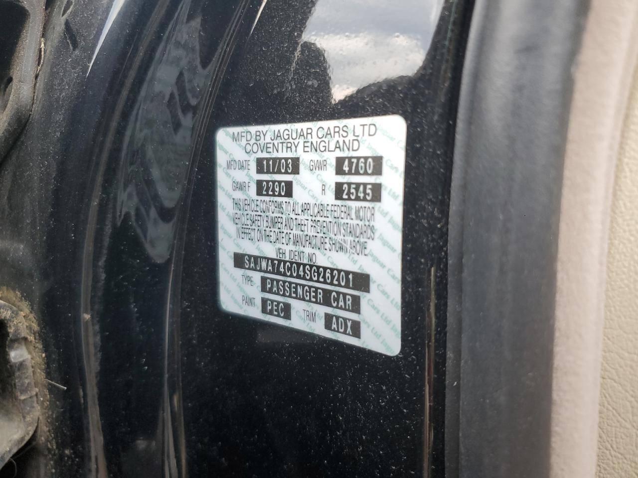 SAJWA74C04SG26201 2004 Jaguar Vandenplas