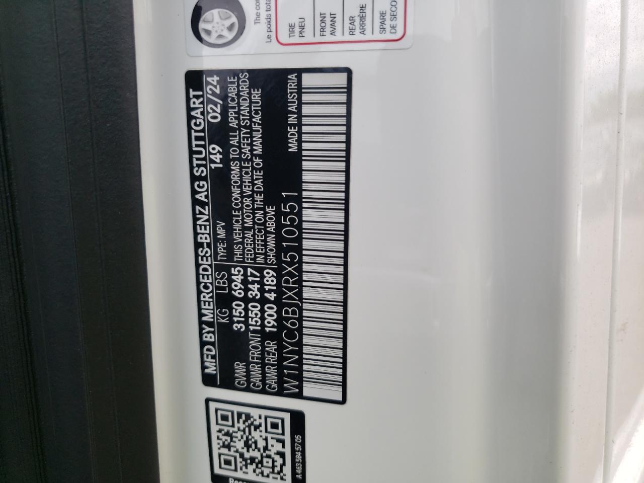 W1NYC6BJXRX510551 2024 Mercedes-Benz G 550
