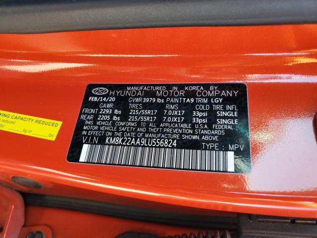 2020 Hyundai Kona Sel VIN: KM8K22AA9LU556824 Lot: 57913254