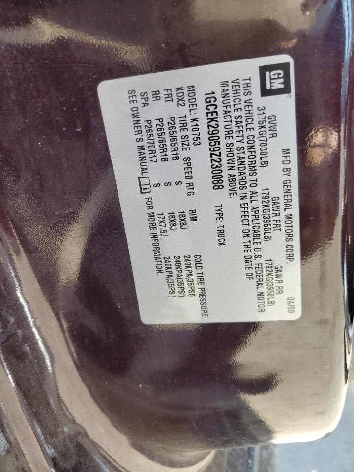 1GCEK29059Z230088 2009 Chevrolet Silverado K1500 Lt