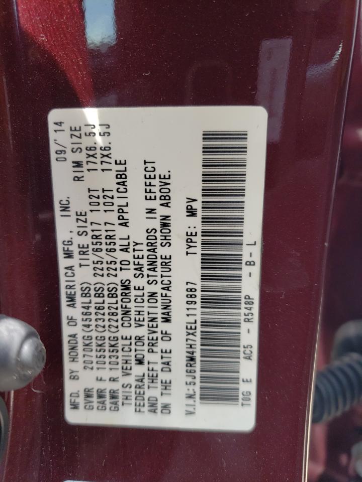 5J6RM4H7XEL119887 2014 Honda Cr-V Exl