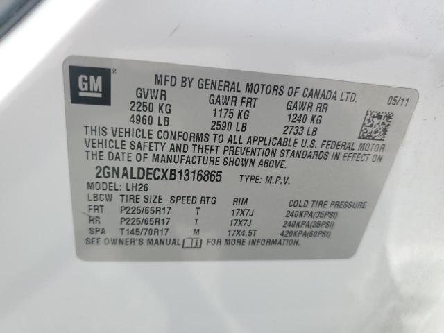 2011 Chevrolet Equinox Lt VIN: 2GNALDECXB1316865 Lot: 59806524