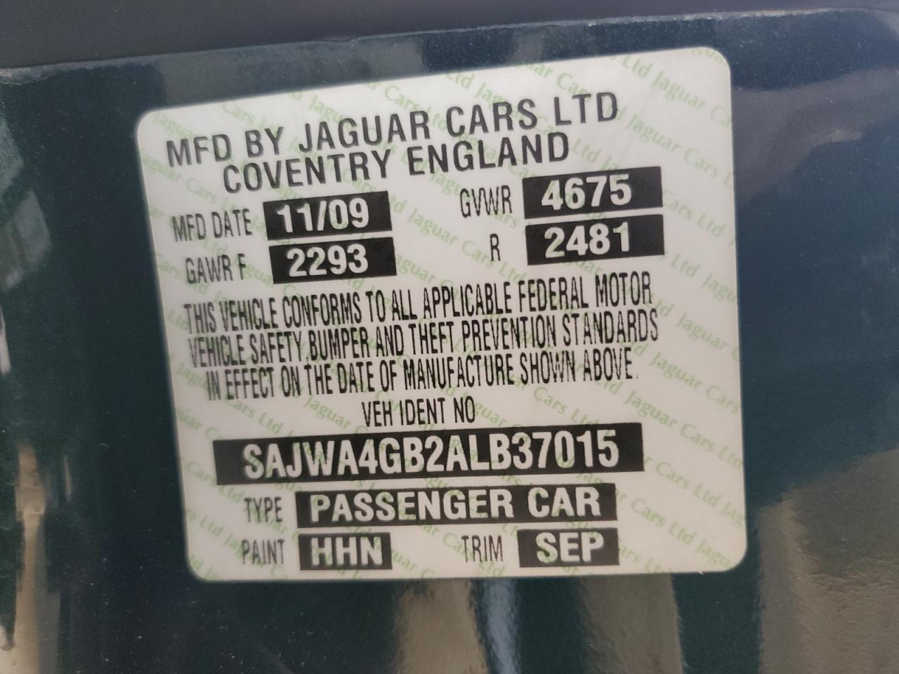 SAJWA4GB2ALB37015 2010 Jaguar Xk Portfolio