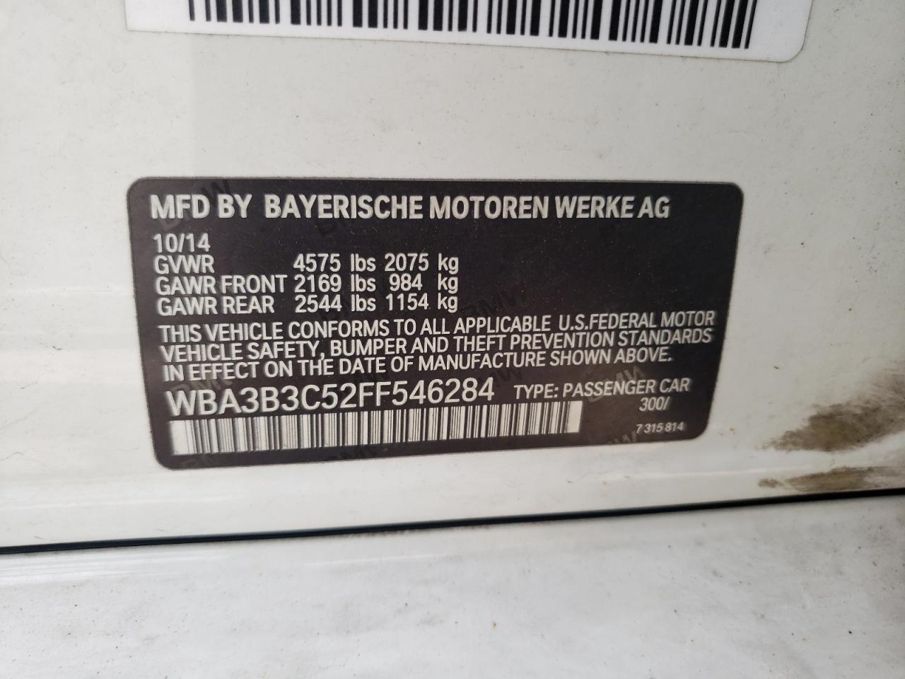 WBA3B3C52FF546284 2015 BMW 328 Xi