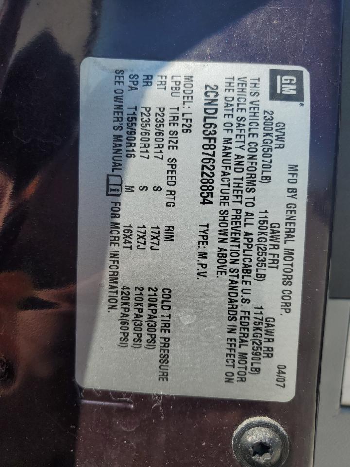 2CNDL63F876228854 2007 Chevrolet Equinox Lt