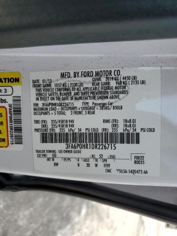 2013 Ford Fusion Se VIN: 3FA6P0HR1DR226715 Lot: 57767964