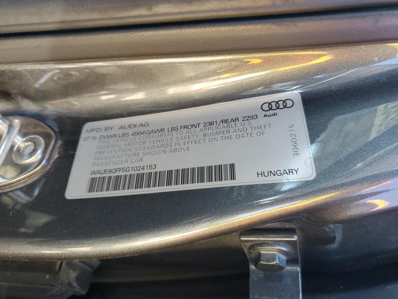 WAUE8GFF5G1024153 2016 Audi A3 Premium Plus