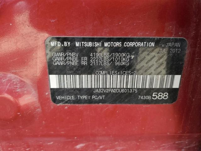 2013 Mitsubishi Lancer Se VIN: JA32V2FW2DU601375 Lot: 58688204