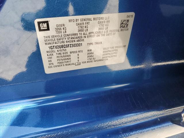 2015 GMC Sierra K1500 Sle VIN: 1GTV2UEC6FZ303301 Lot: 59088644