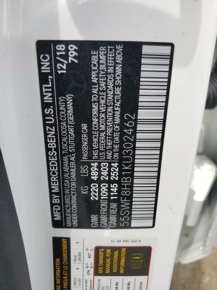 55SWF8HB1KU302462 2019 Mercedes-Benz C 63 Amg-S