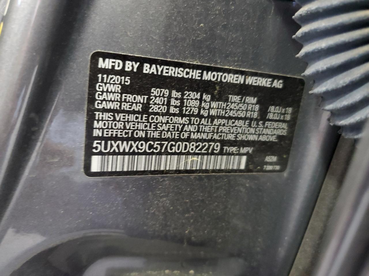 5UXWX9C57G0D82279 2016 BMW X3 xDrive28I