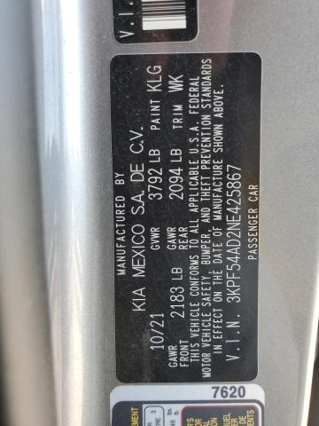 2022 Kia Forte Gt Line VIN: 3KPF54AD2NE425867 Lot: 59144004