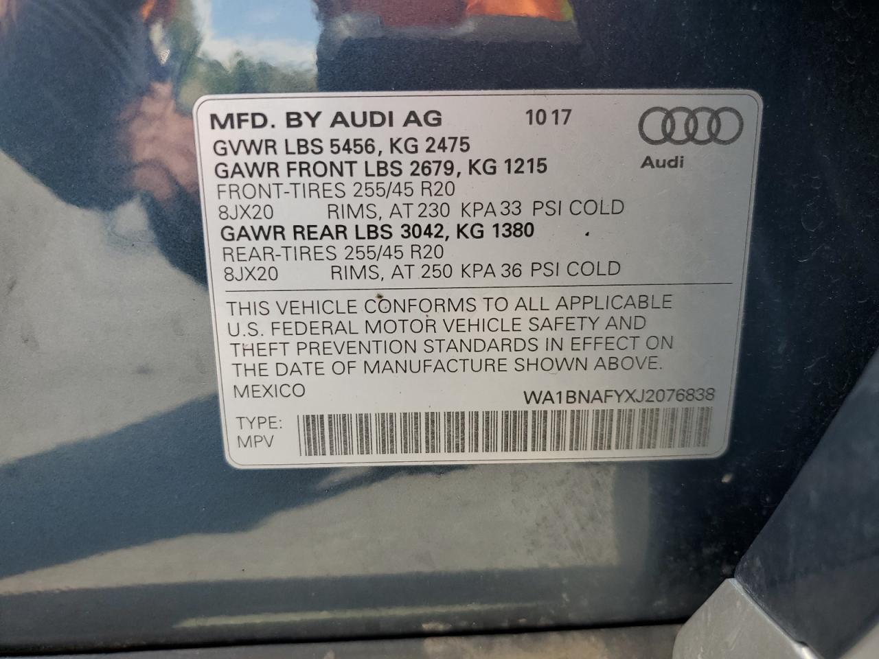 WA1BNAFYXJ2076838 2018 Audi Q5 Premium Plus