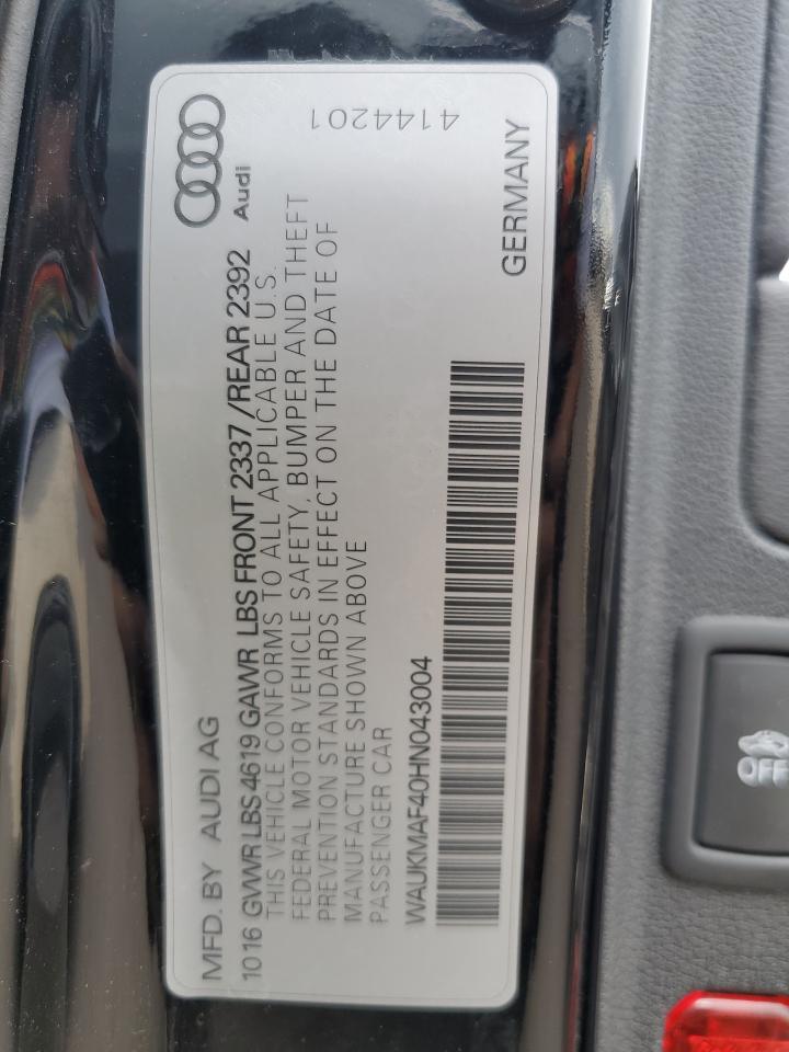 WAUKMAF40HN043004 2017 Audi A4 Ultra Premium