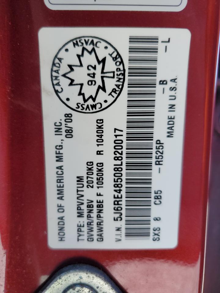 5J6RE48508L820017 2008 Honda Cr-V Ex