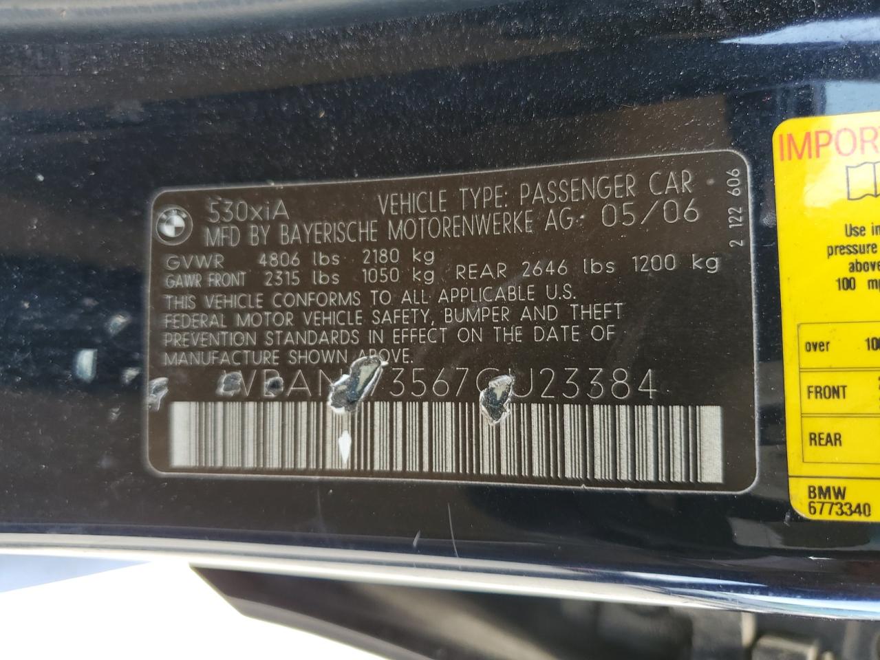 WBANF73567CU23384 2007 BMW 530 Xi