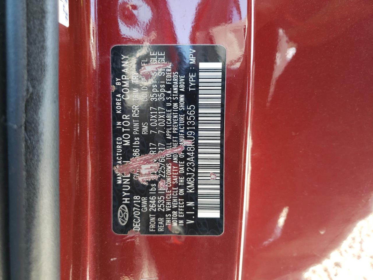 KM8J23A48KU913565 2019 Hyundai Tucson Se