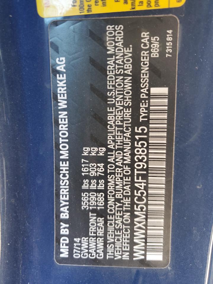 WMWXM5C54FT938515 2015 Mini Cooper