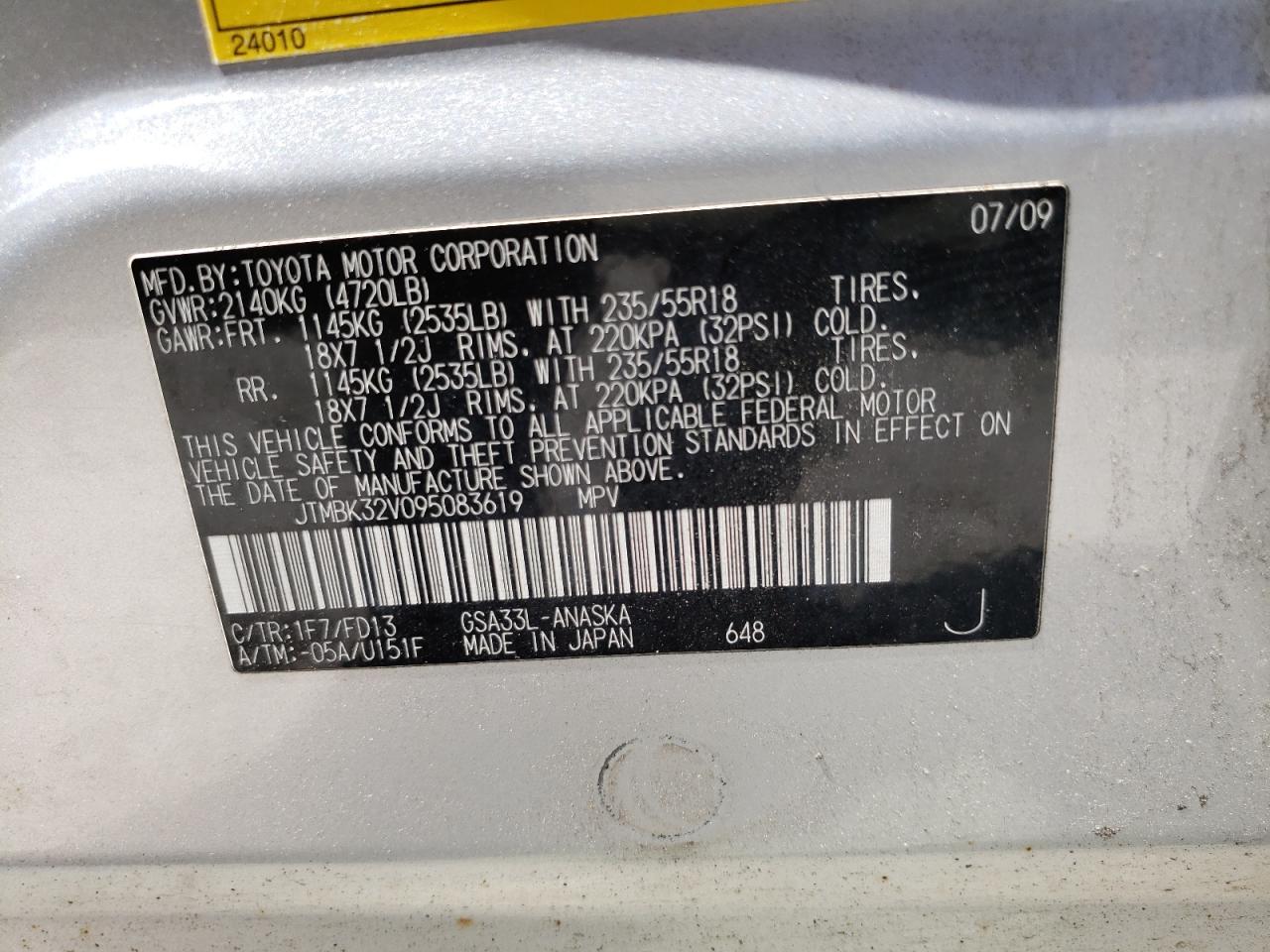 JTMBK32V095083619 2009 Toyota Rav4 Sport