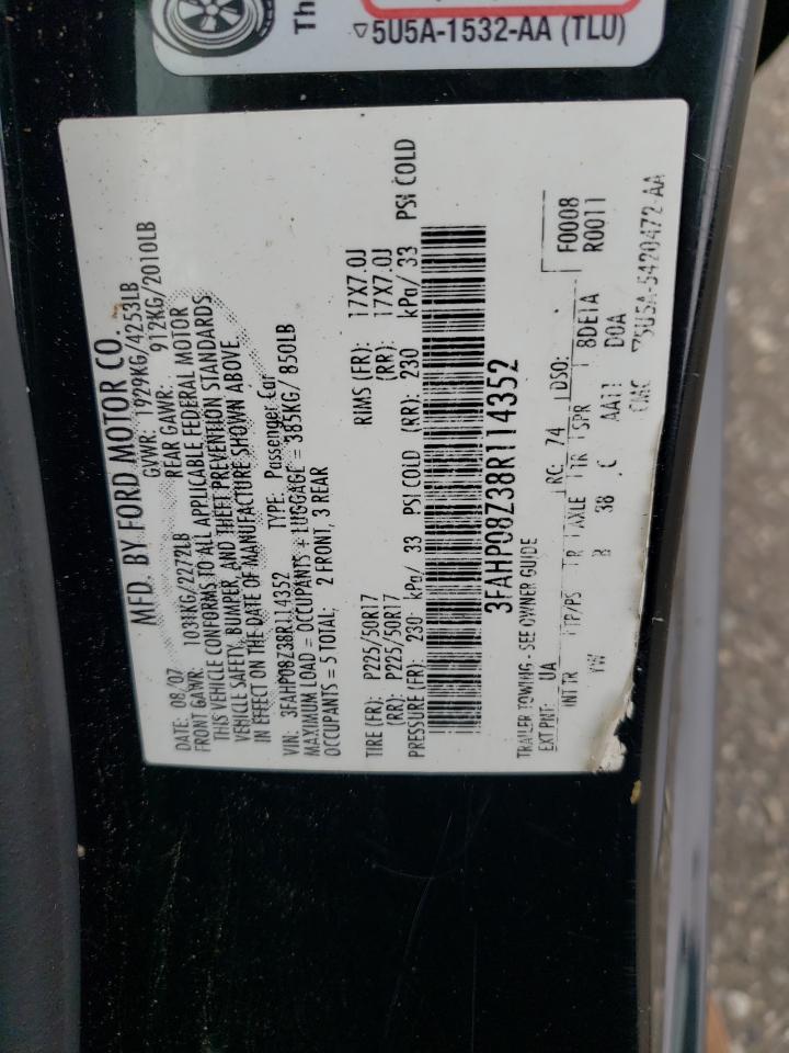 3FAHP08Z38R114352 2008 Ford Fusion Sel