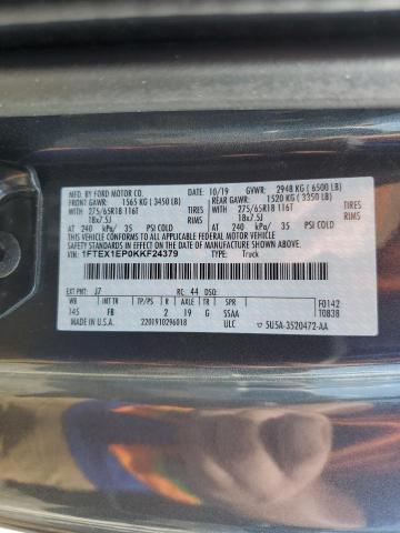 2019 Ford F150 Super Cab VIN: 1FTEX1EP0KKF24379 Lot: 56117324