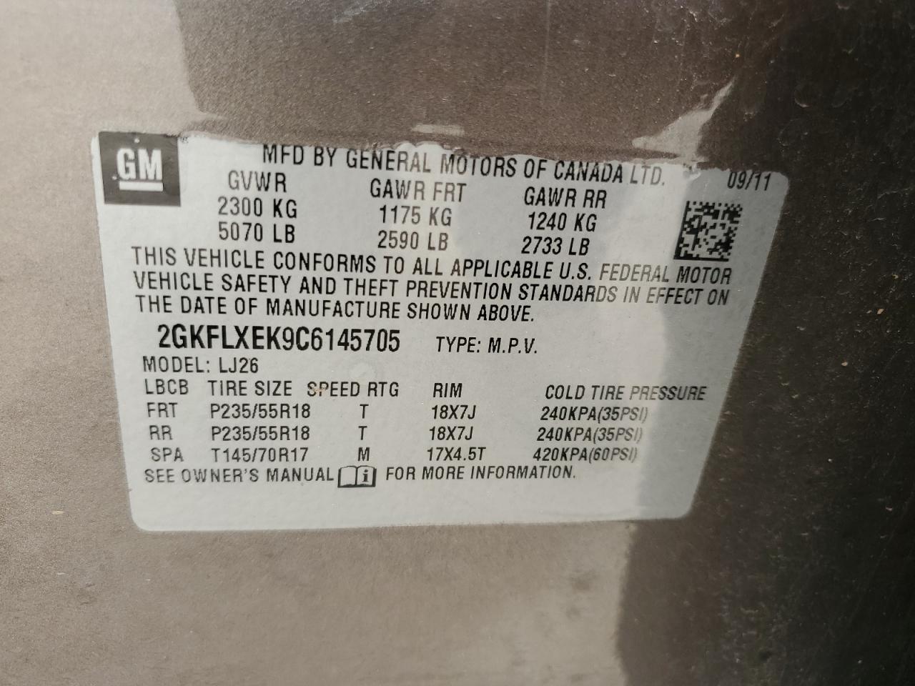 2GKFLXEK9C6145705 2012 GMC Terrain Slt