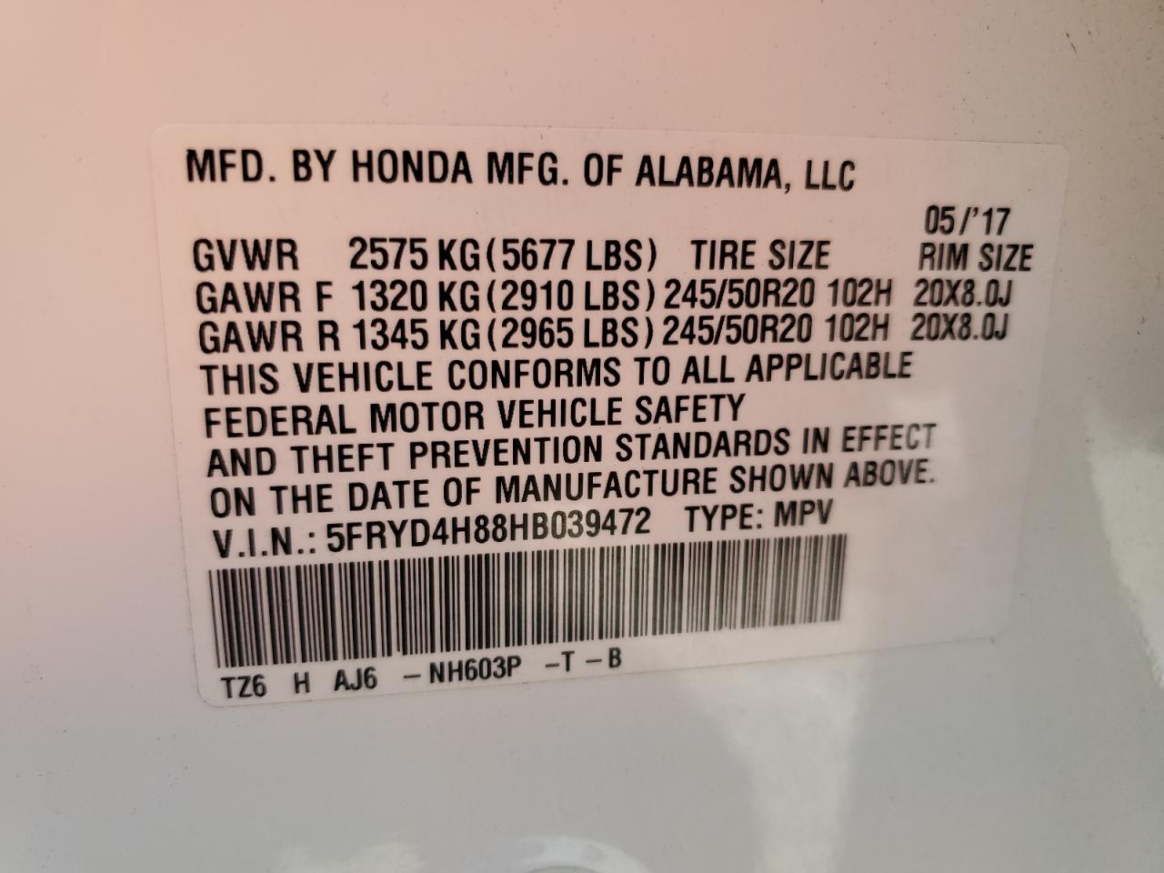 5FRYD4H88HB039472 2017 Acura Mdx Advance