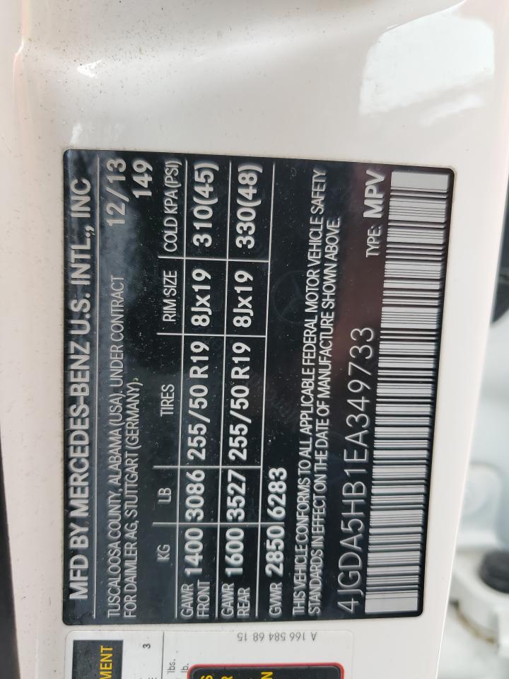 4JGDA5HB1EA349733 2014 Mercedes-Benz Ml 350 4Matic