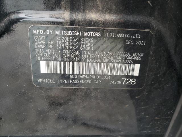 2022 Mitsubishi Mirage Se VIN: ML32AWHJ2NH003824 Lot: 58868704