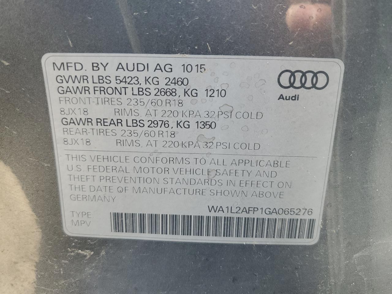 WA1L2AFP1GA065276 2016 Audi Q5 Premium Plus