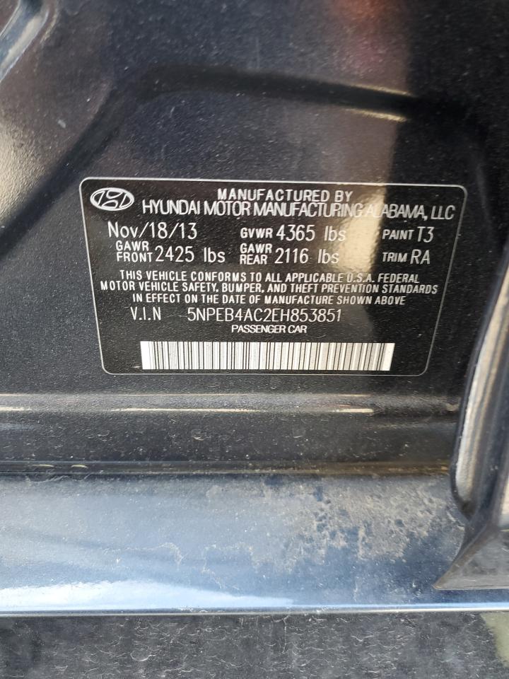 5NPEB4AC2EH853851 2014 Hyundai Sonata Gls