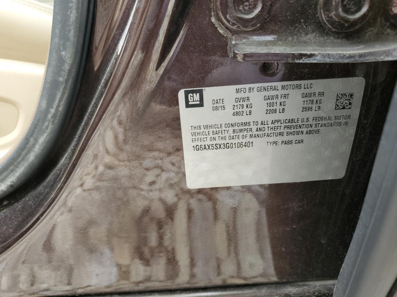 1G6AX5SX3G0106401 2016 Cadillac Cts Luxury Collection