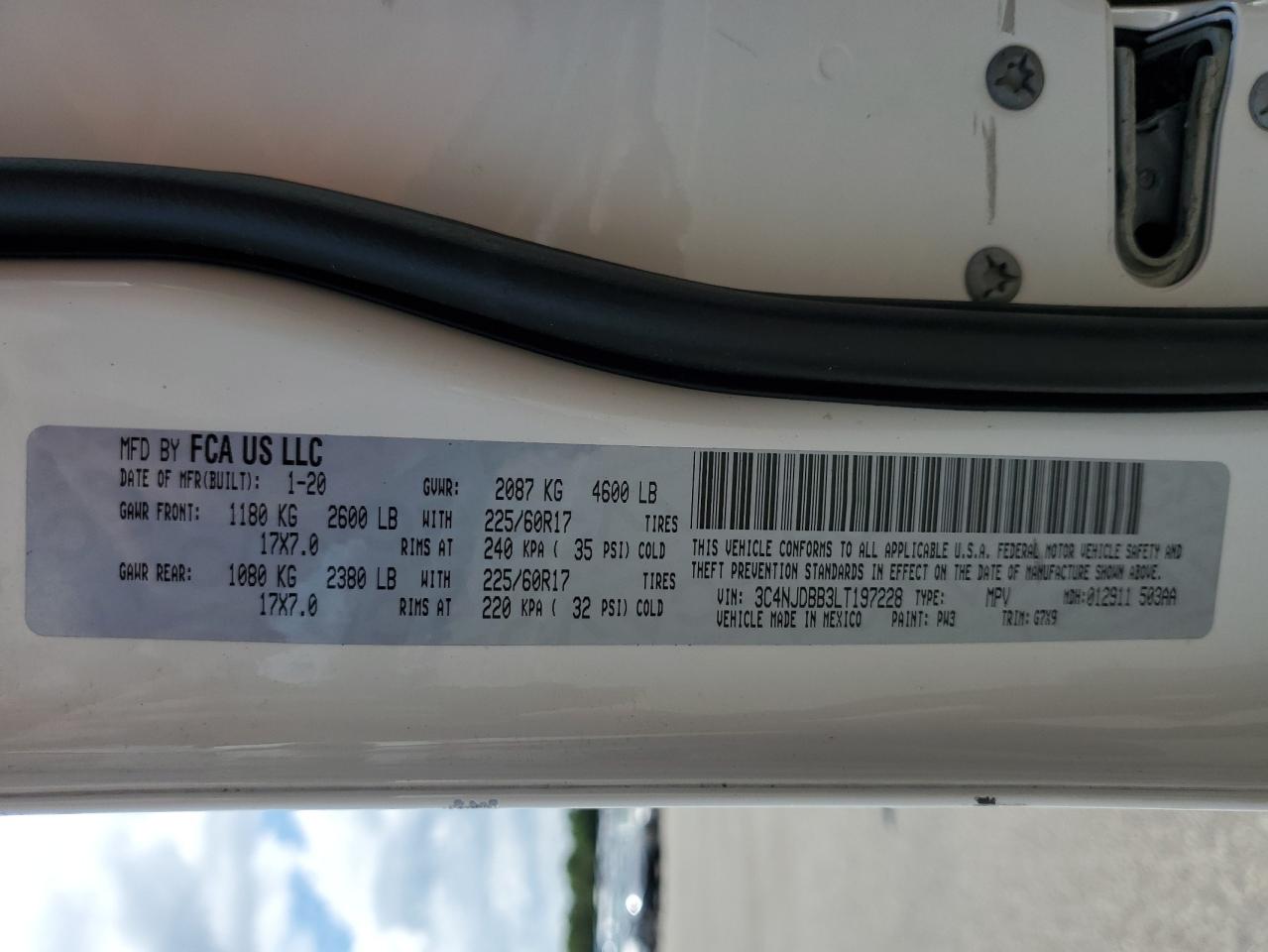 3C4NJDBB3LT197228 2020 Jeep Compass Latitude