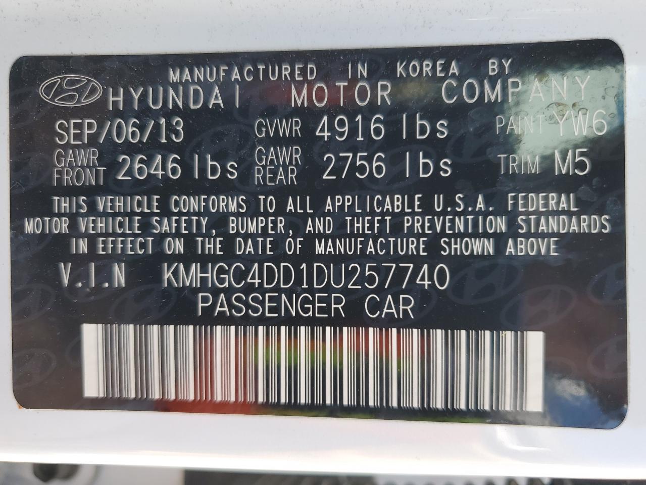 KMHGC4DD1DU257740 2013 Hyundai Genesis 3.8L