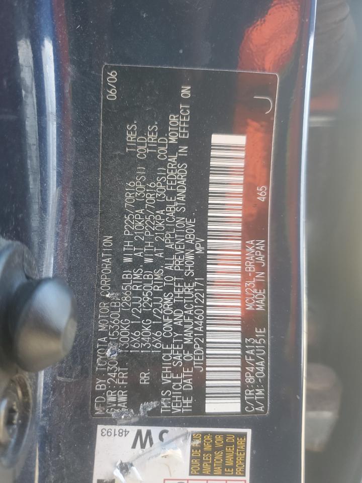 JTEDP21A460122171 2006 Toyota Highlander Limited