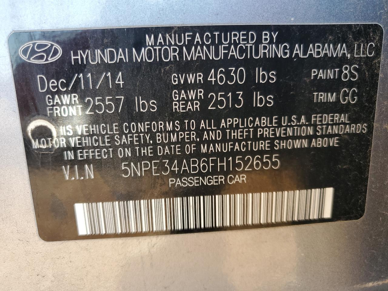 5NPE34AB6FH152655 2015 Hyundai Sonata Sport