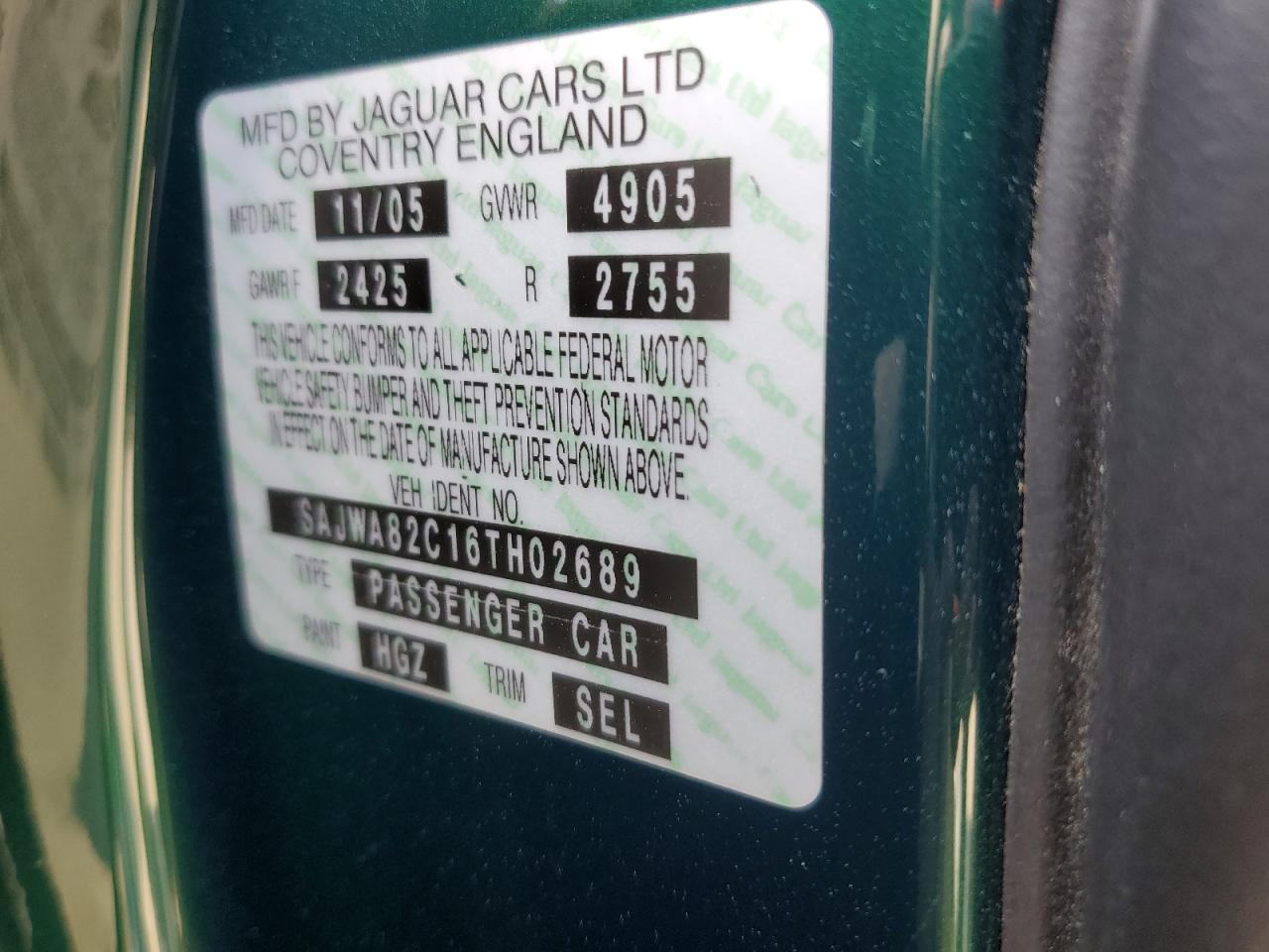 SAJWA82C16TH02689 2006 Jaguar Super V8