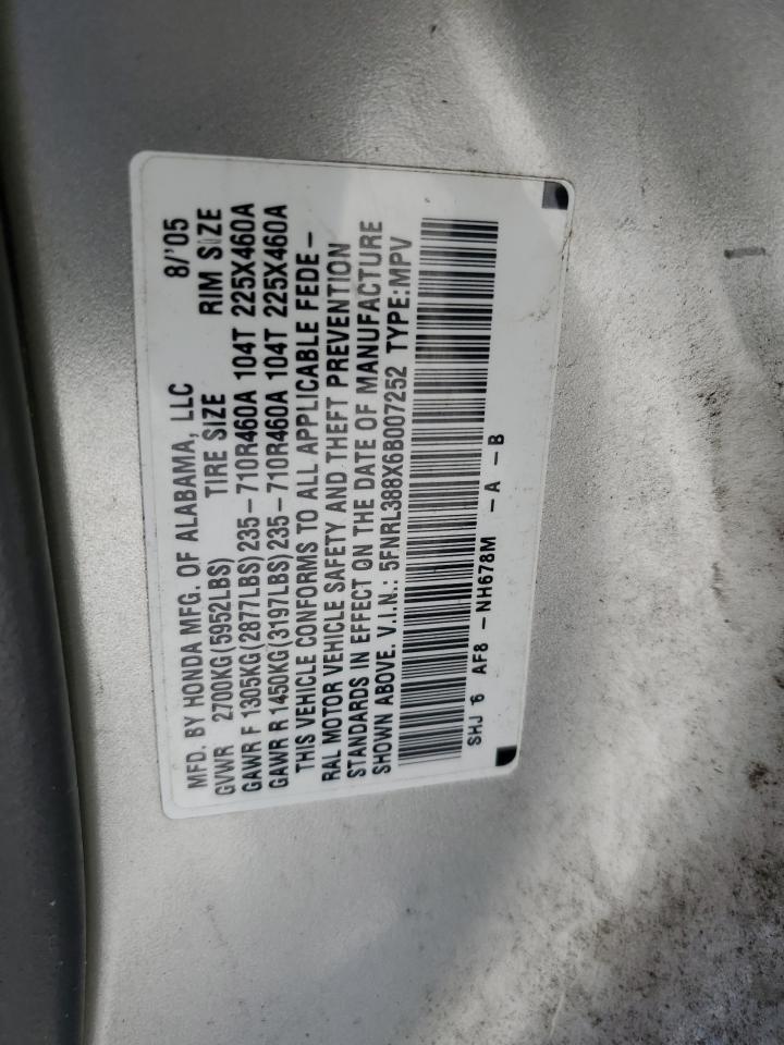 5FNRL388X6B007252 2006 Honda Odyssey Touring