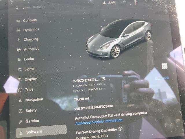 2021 Tesla Model 3 VIN: 5YJ3E1EB1MF975130 Lot: 57081504