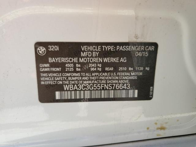 2015 BMW 320 I xDrive VIN: WBA3C3G55FNS76643 Lot: 57687104