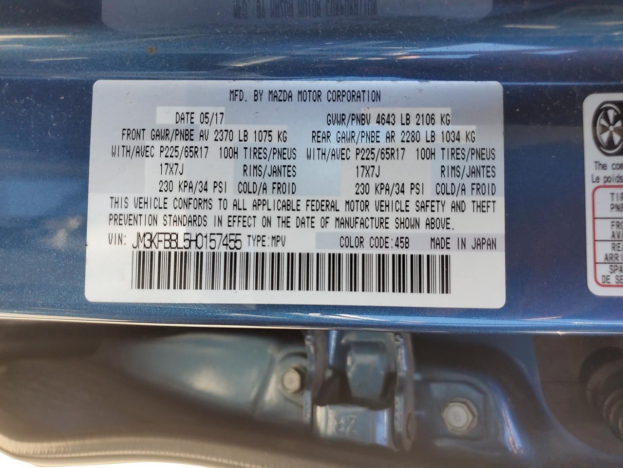 JM3KFBBL5H0157455 2017 Mazda Cx-5 Sport