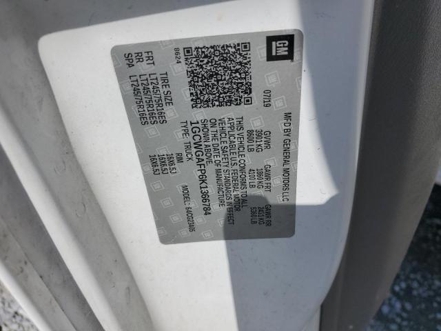 2019 Chevrolet Express G2500 VIN: 1GCWGAFP6K1366784 Lot: 57734864